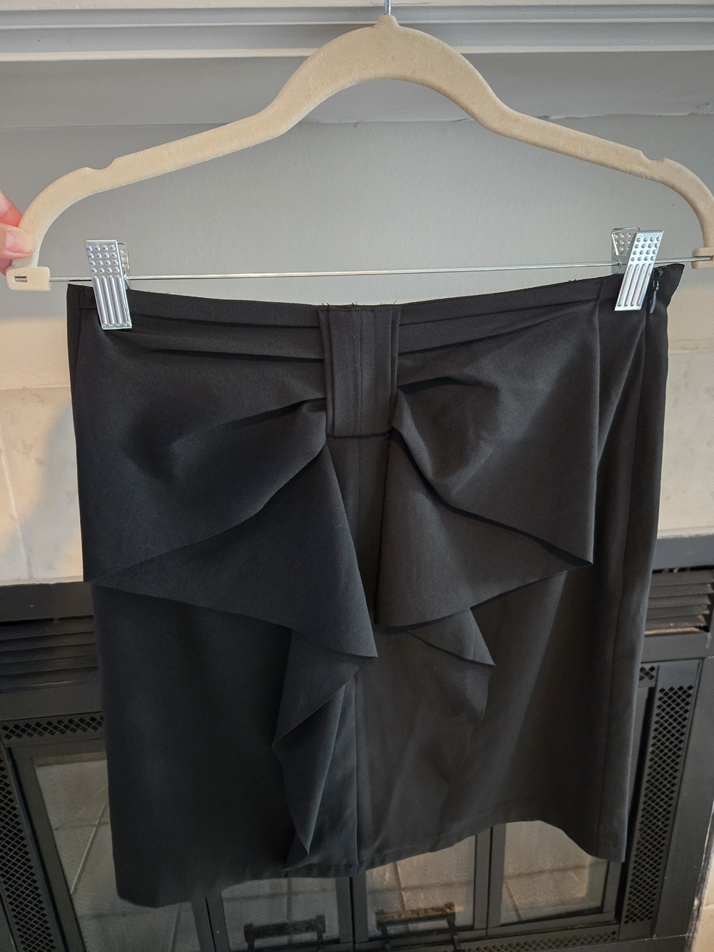 Altar'd State Black Mini Skirt with Cascade Front Ruffle